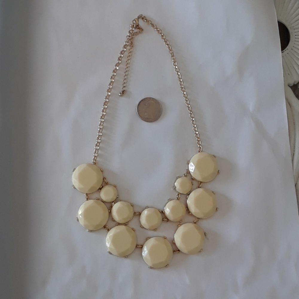 Vintage ivory color & gold tone waterfall necklace